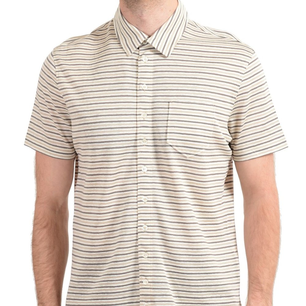 Malo Men's Multi-Color Striped Linen Casual Shirt